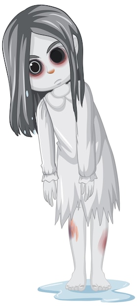 Free Vector little ghost girl with black eyes