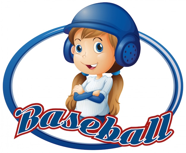 Free Vector little girl in baseball outfit