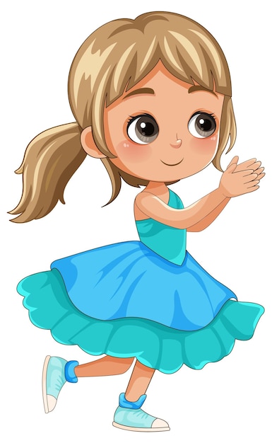 Little Girl in Beautiful Dress Vector