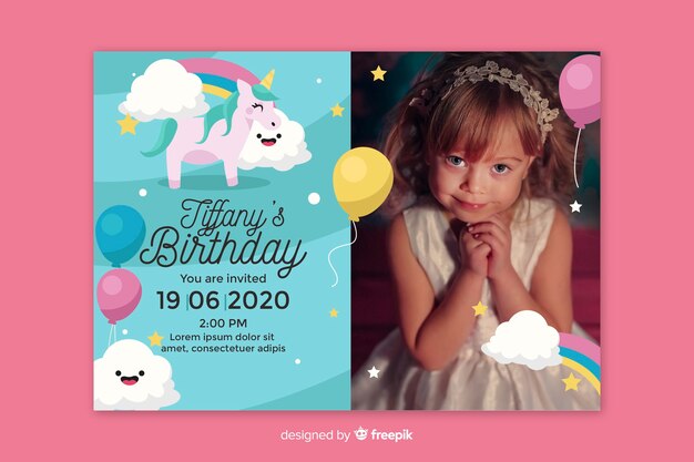 Little girl birthday party invitation template