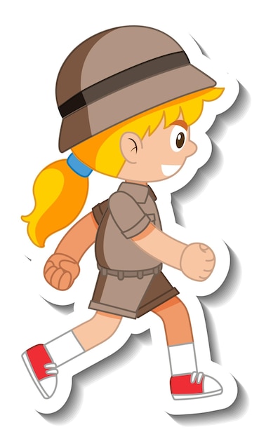 Little girl scout cartoon character sticker