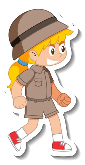 Little girl scout cartoon character sticker