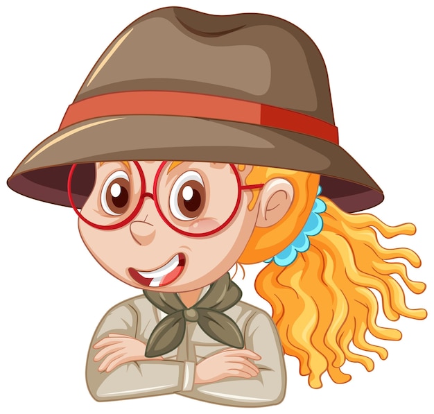 Free Vector little girl in scout uniform