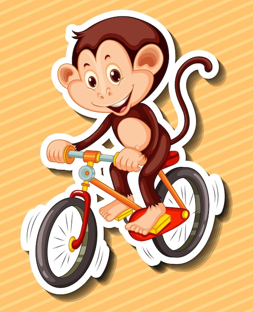 Little monkey riding bicycle