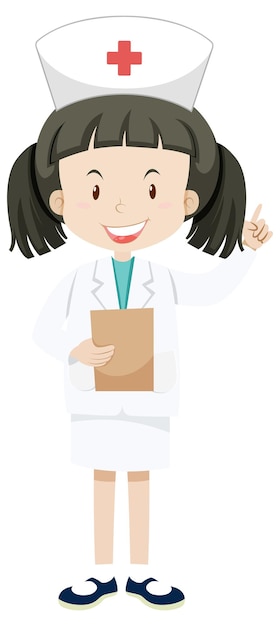 Free Vector little nurse in uniform cartoon character