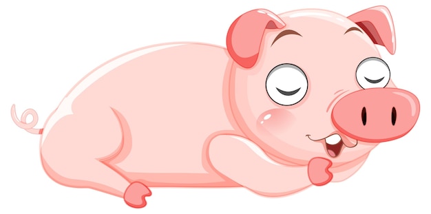 Little pig sleeping on white background