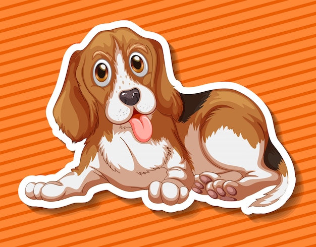 Free vector little puppy sitting on orange background