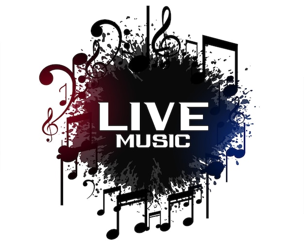 Free Vector live music background with sound notes