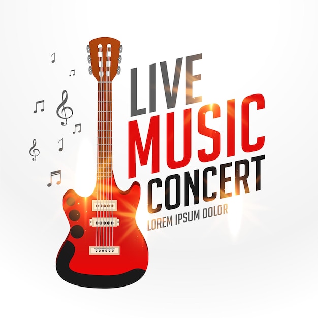 Live music cover template with realistic guitar