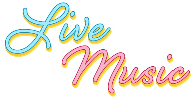 Free Vector live music pastel hand drawn font design