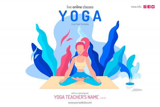 Live online Yoga classes illustration template