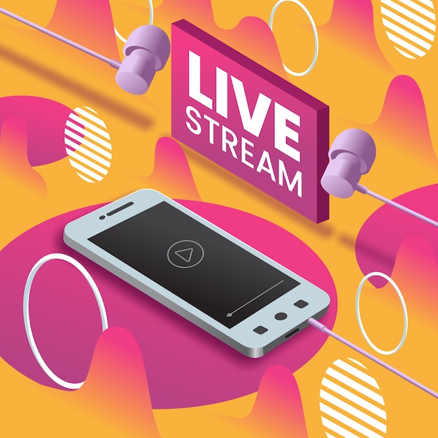 Free Vector live stream concept on mobile