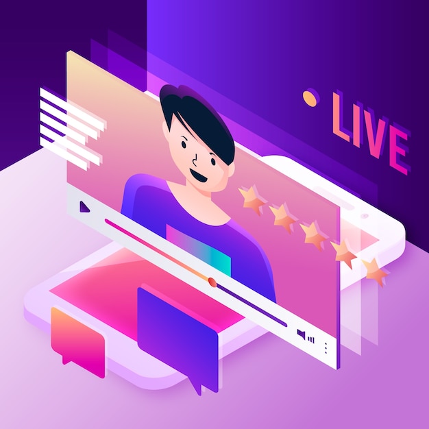 Free vector live stream illustration concept with person