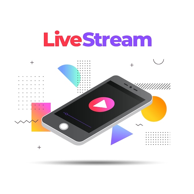 Free Vector live stream illustration with smartphone