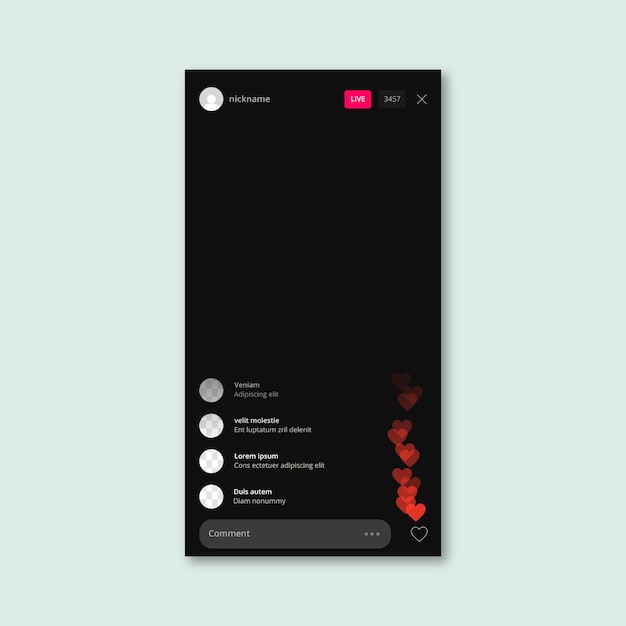 Free Vector live stream instagram app interface