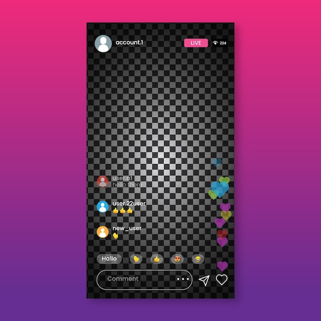 Free Vector live stream instagram interface concept