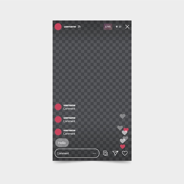 Free vector live stream instagram interface