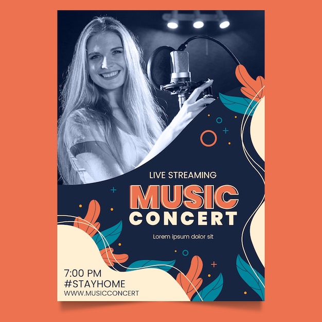 Free Vector live stream music concert poster