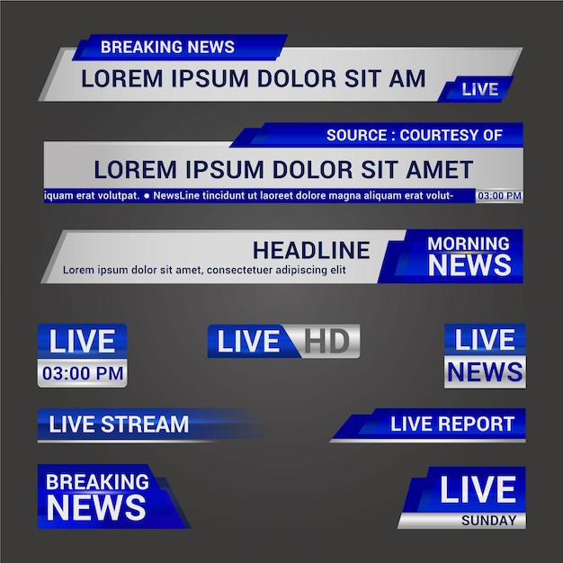 Free Vector live stream news banners concept