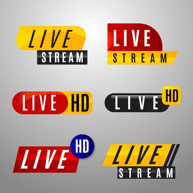 Free Vector live stream news banners set