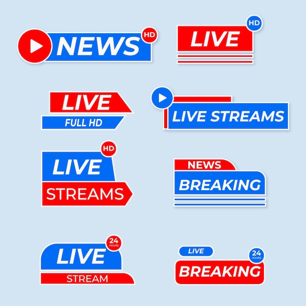 Free Vector live stream news banners set