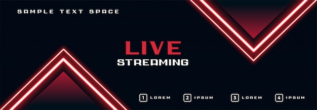 Free Vector live streaming banner with glowing neon lights line