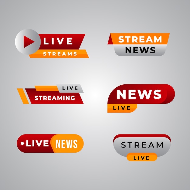 Free Vector live streams news banner collection template