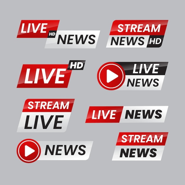 Free Vector live streams news banners concept