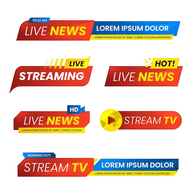 Live streams news banners design