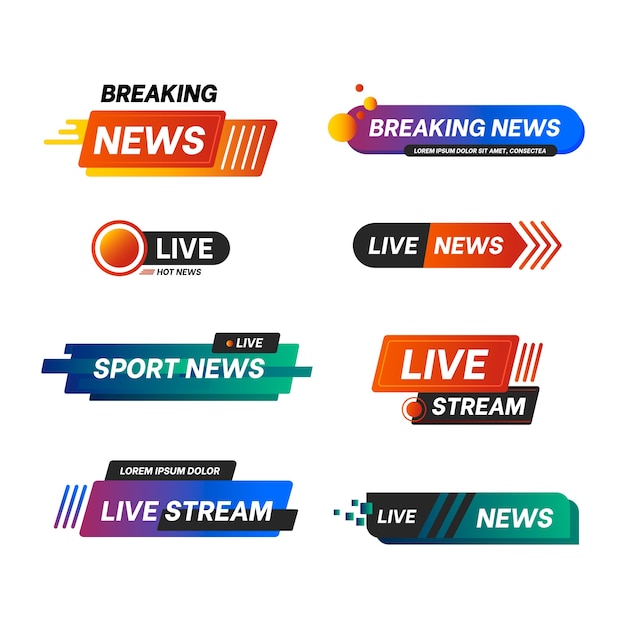 Free Vector live streams news banners set