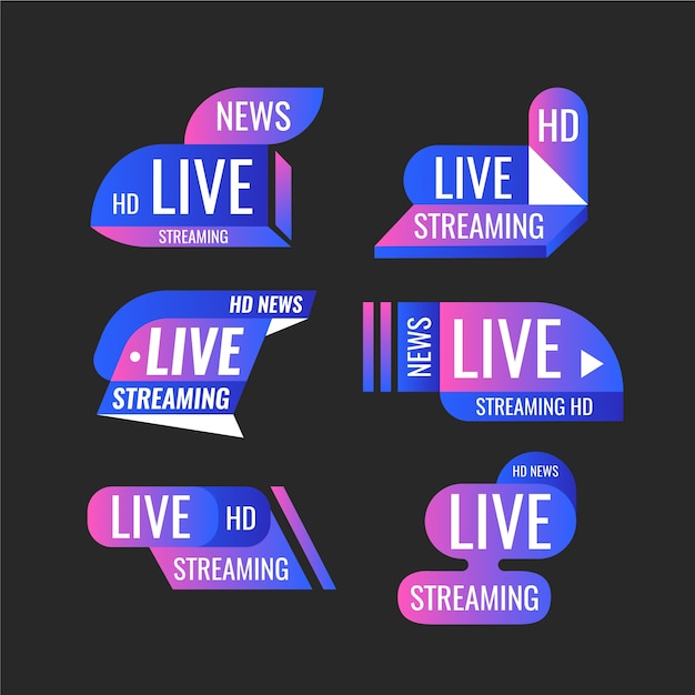 Free Vector live streams news banners style