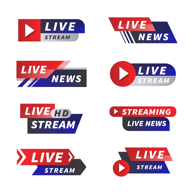 Free vector live streams news banners