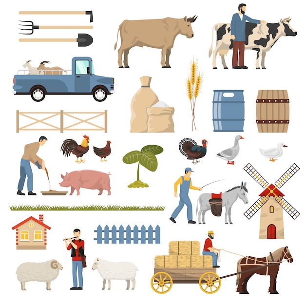 Free vector livestock farm elements collection