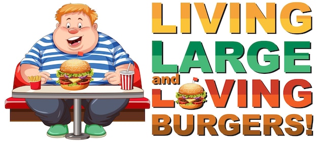 Free Vector living large and loving burgers icon cartoon