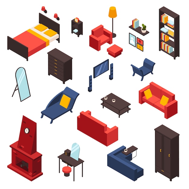 Living Room Furniture Icons Set