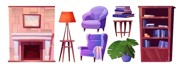 Free vector living room furniture and interior decor