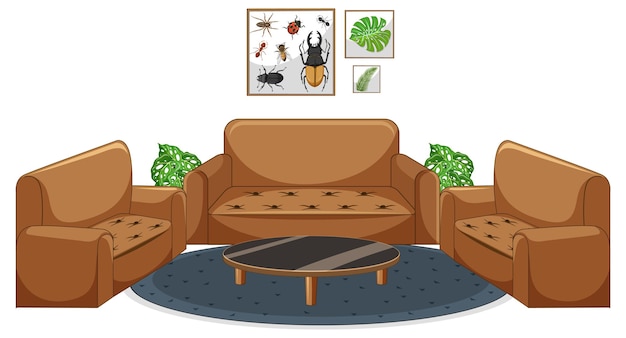 Free Vector living room furniture set on white background