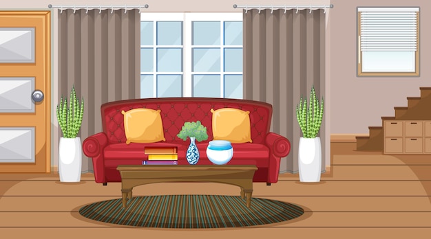 Living room interior scene with furniture and living room decoration