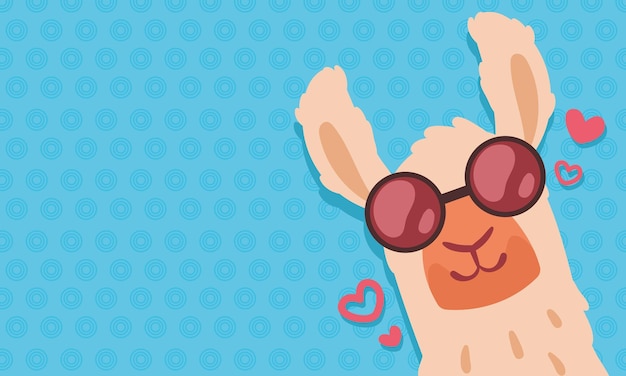 Free vector llama in love with sunglasses