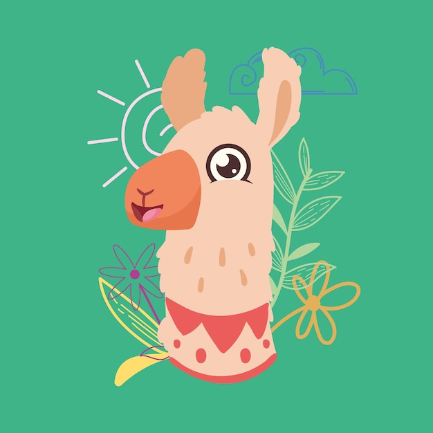 Free vector llama perubian animal head