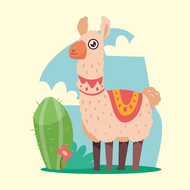 Llama with cactus landscape