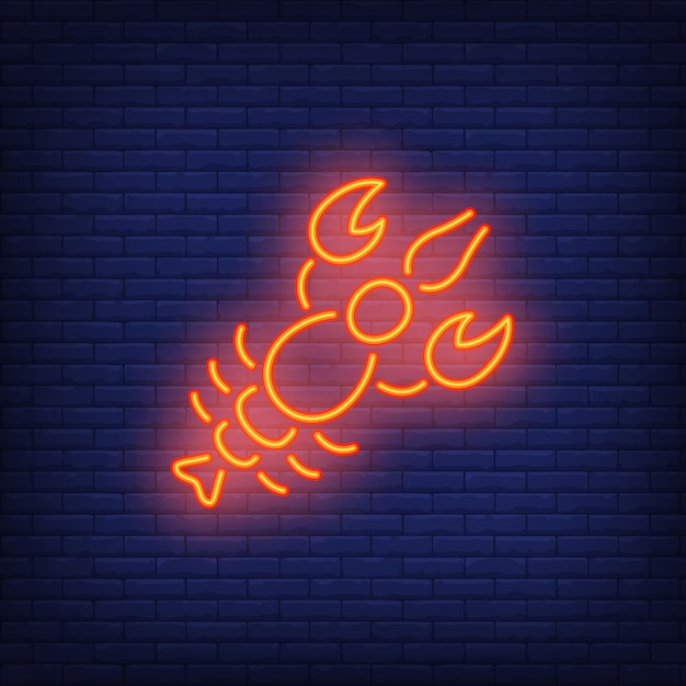 Free Vector lobster on brick background. neon style illustration. beer snack, seafood restaurant