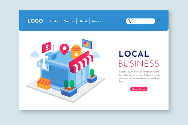 Free Vector local business landing page template