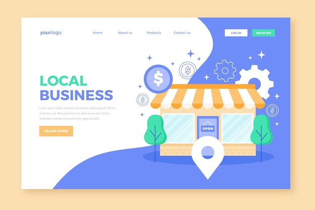 Free Vector local business landing page