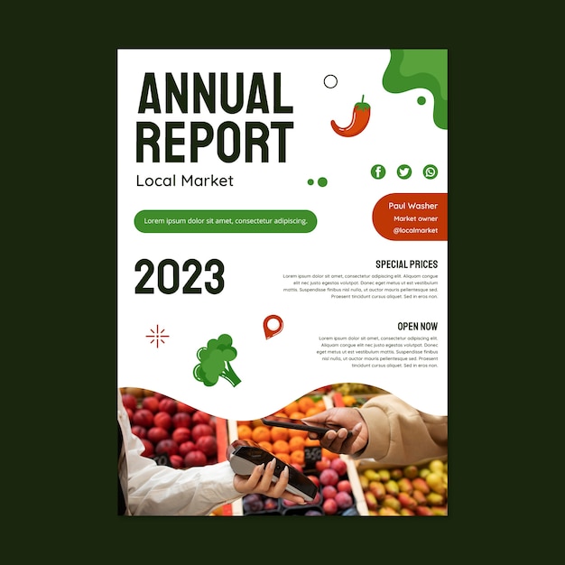 Local market hand drawn flat annual report