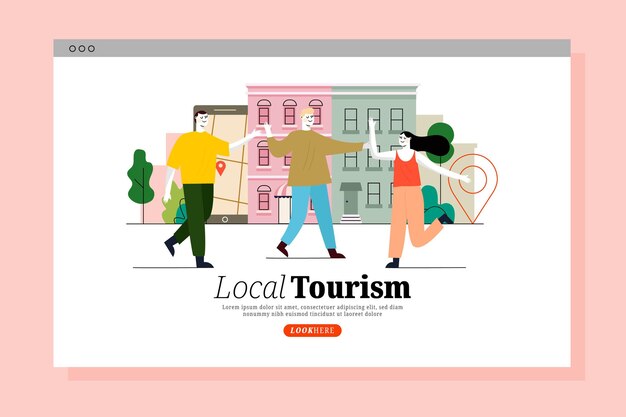 Local tourism with people landing page