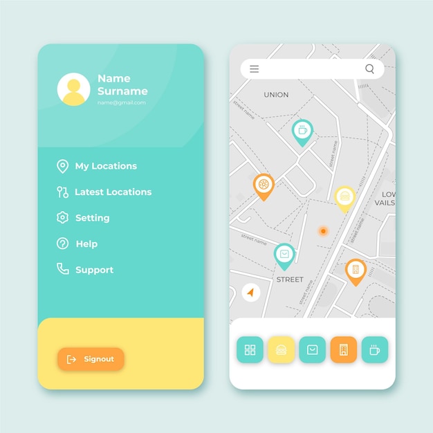 Free vector location app interface