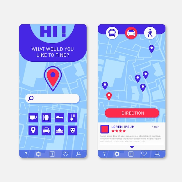 Free vector location app interface