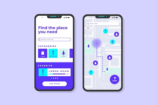 Free vector location app screens