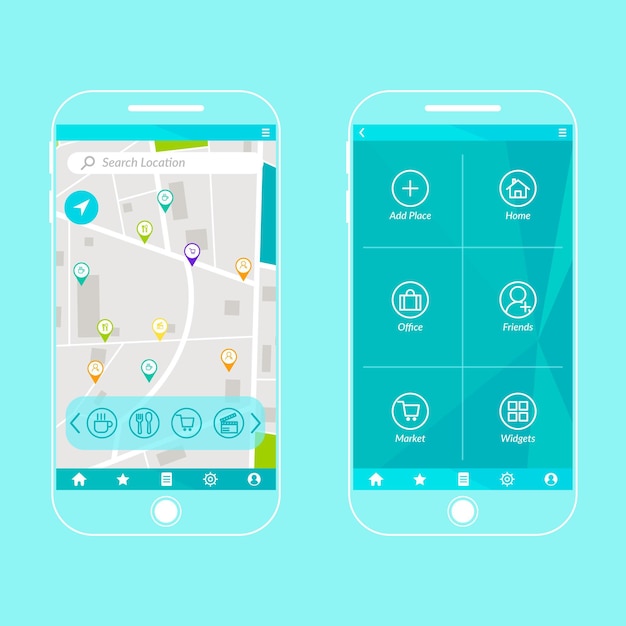 Free Vector location app screens